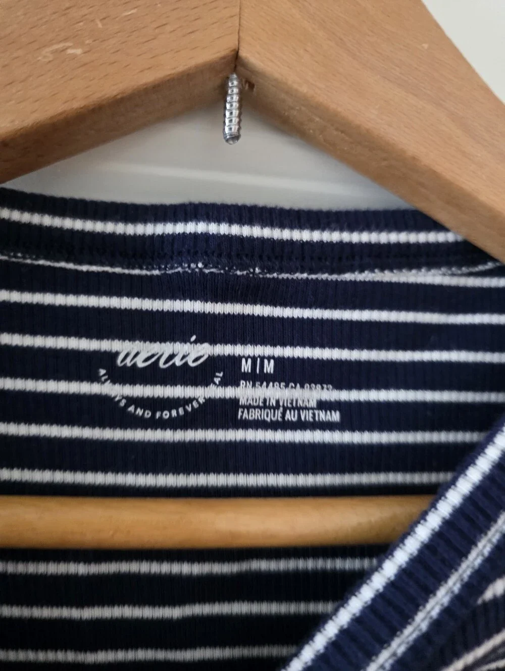 Aerie Ribbed Cropped Tank Top Striped Navy White Womens M NWT Preppy Coastal - Picture 3 of 7